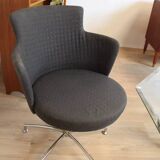 Vintage swivel armchair in gray fabric by axelson for garnas 2014 sweden