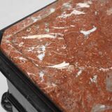 Rare Antique French chest of drawers in wood, burl veneer and marble, ca. 1