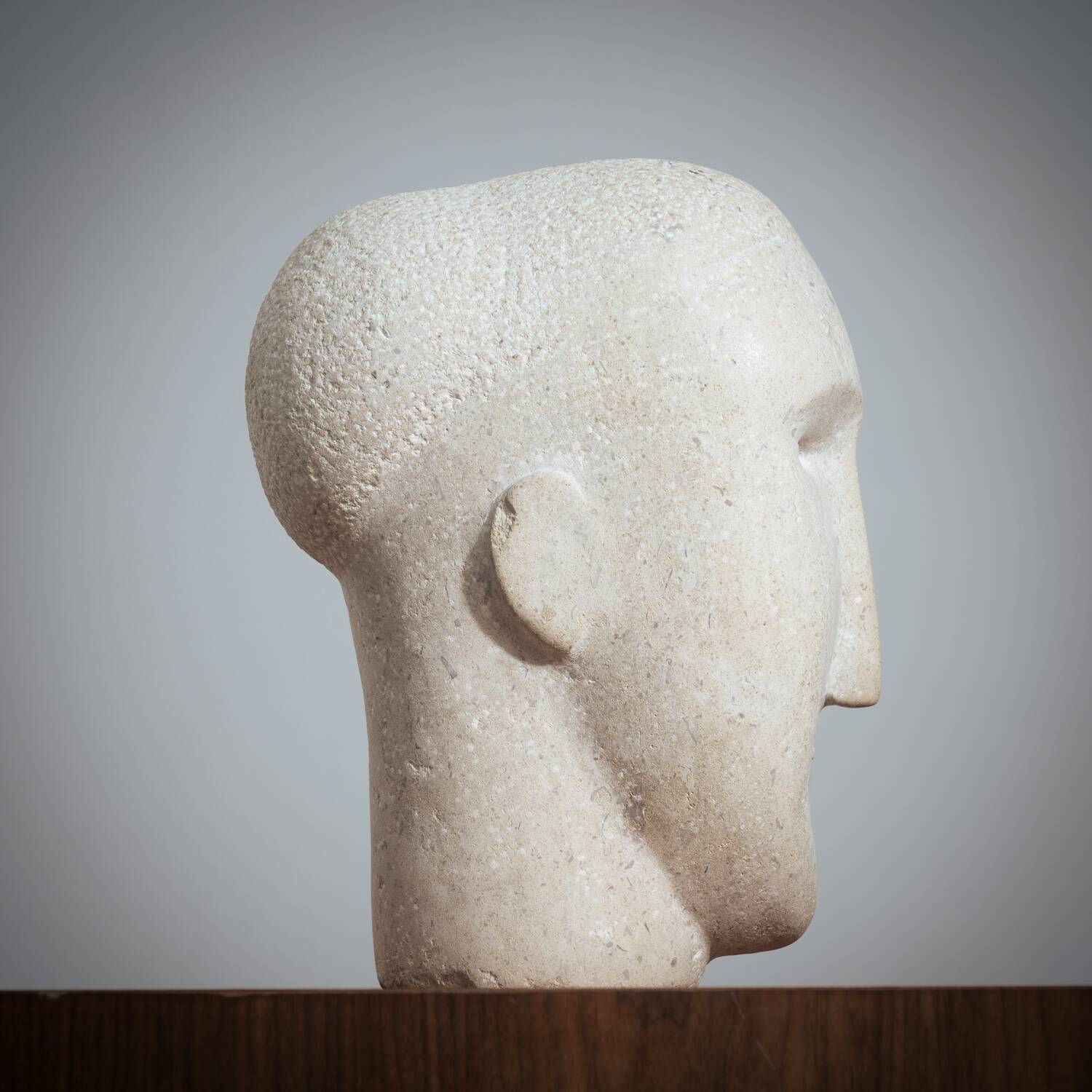 Modernist figurative sculpture bust in sandstone