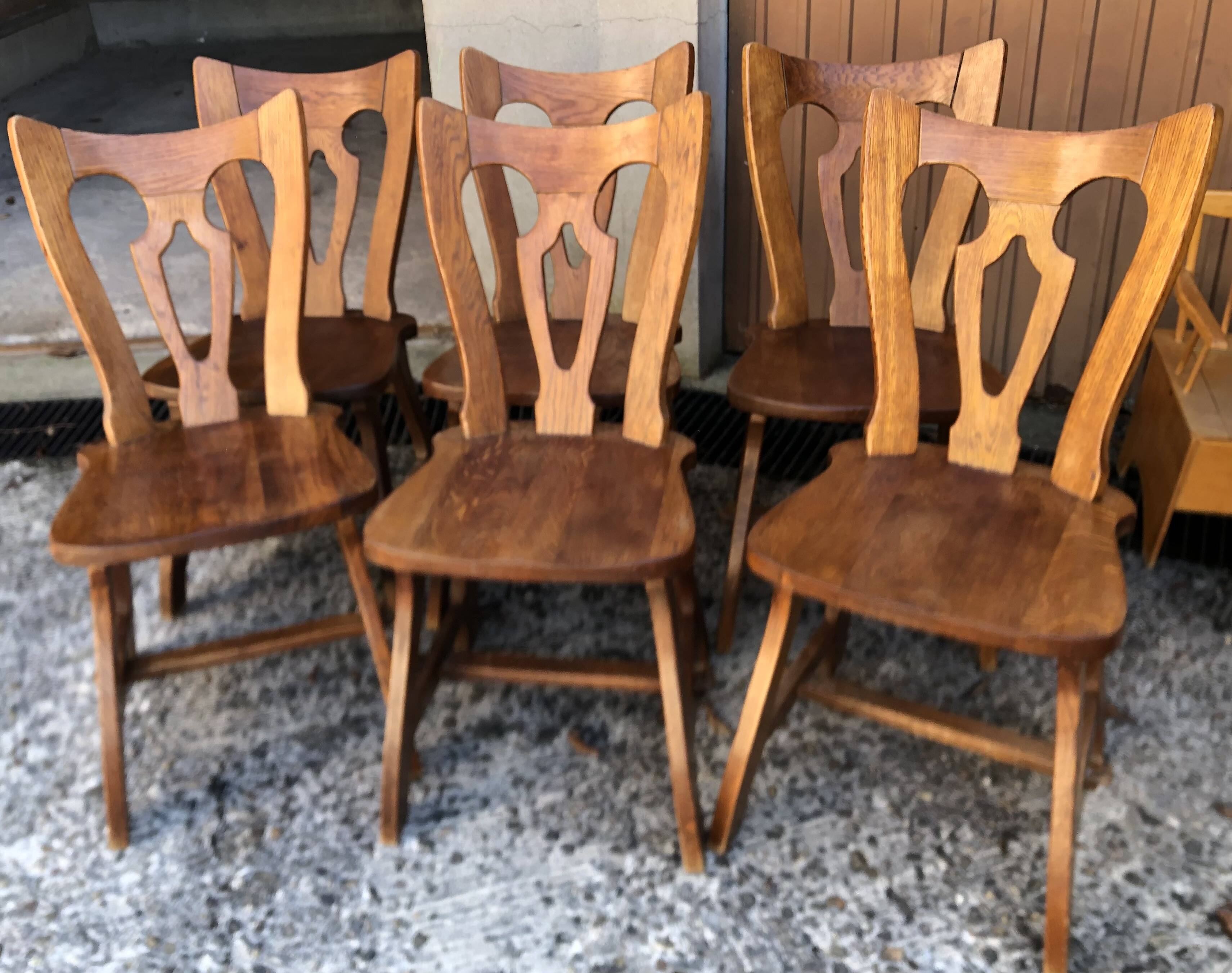 Vintage Brutalist Alsatian Bistro Chairs