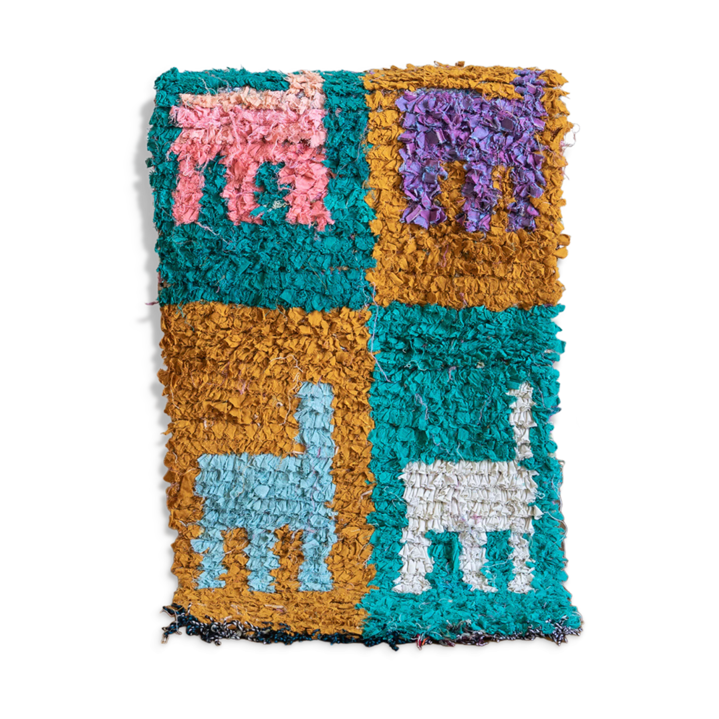 Berber carpet - Boucherouite - 53x102cm