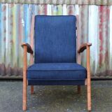 Blue armchair with Scandinavian lines, 50s/60s