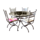 Wrought iron and glass table 4 chairs