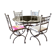 Wrought iron and glass table 4 chairs