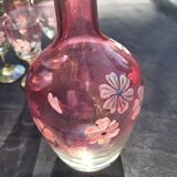 Service à liqueur rose émaillé