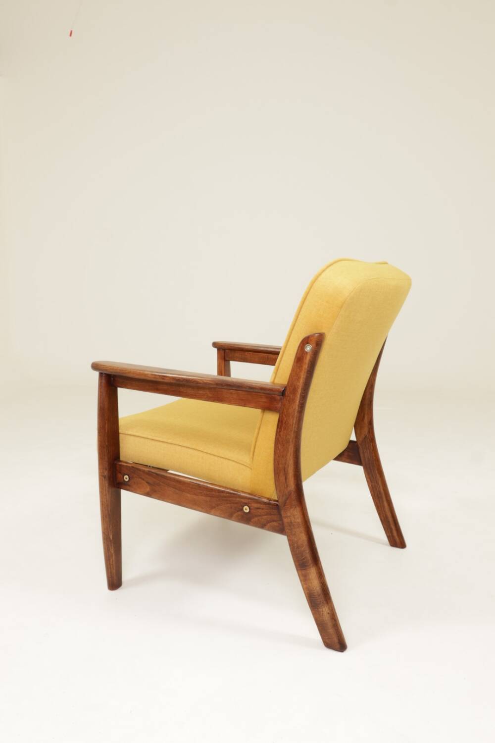 Vintage Scandinavian style yellow retro velvet armchair 1960s