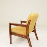 Vintage Scandinavian style yellow retro velvet armchair 1960s