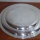 Very Pretty Set of 2 Round Silver-Plated Metal Dishes, Art Deco Orbrille