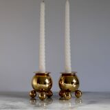 Pair of Mid-Century Swedish Brass Candle Holders by Gusum Bruk