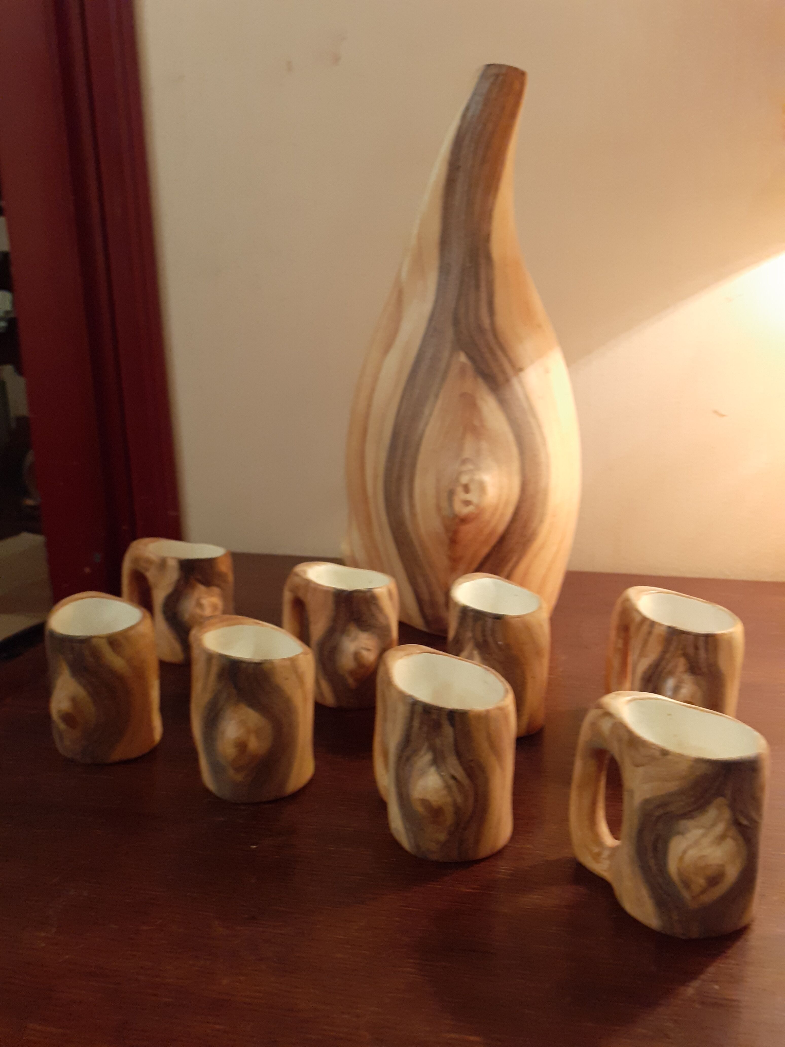 Vallauris faux wood  liqueur service