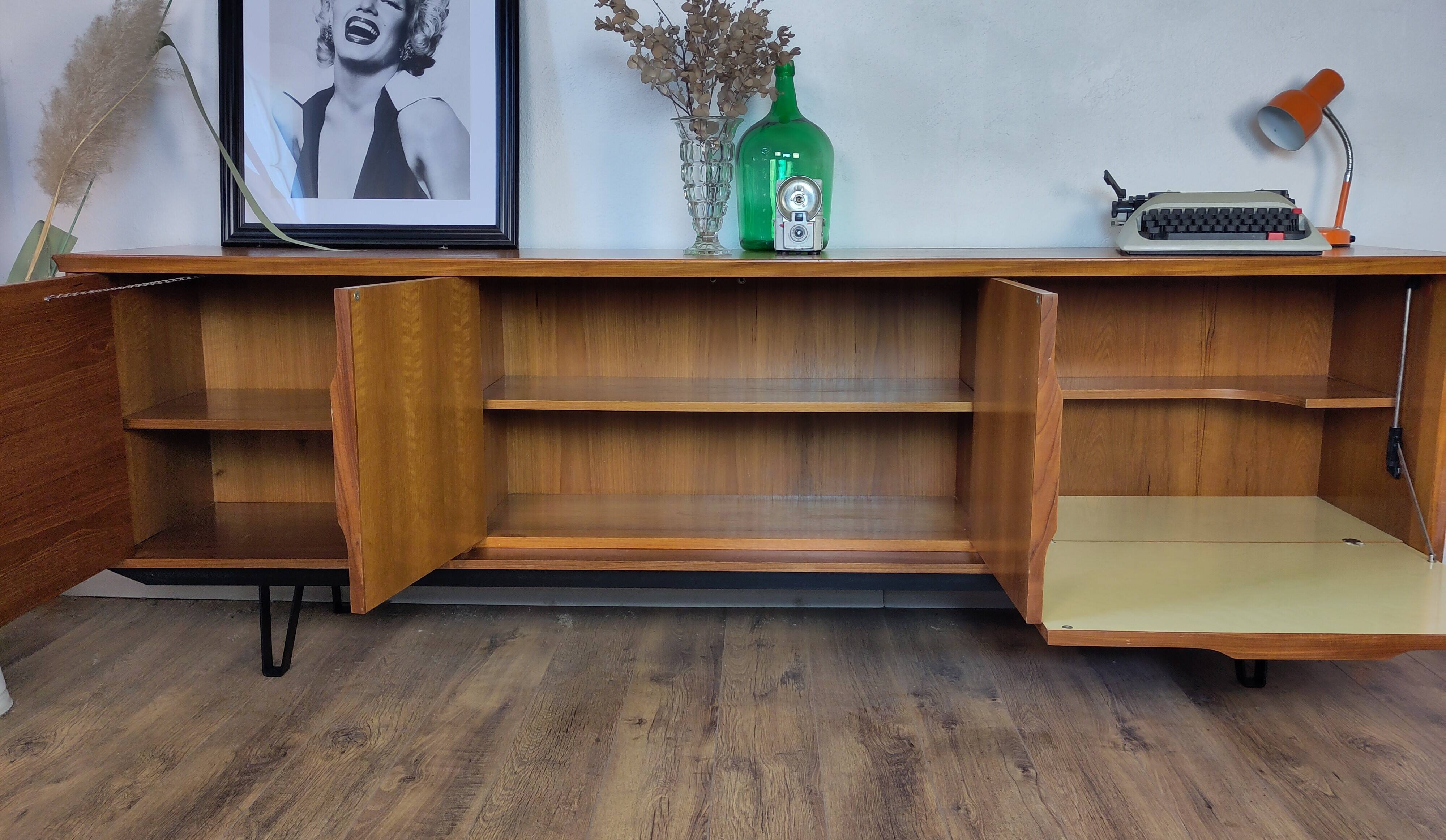 Scandinavian teak and metal sideboard
