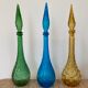 Set of 3 large Empoli decanters from the 60s