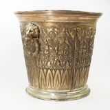 Champagne bucket in brass regrowth silver with lion handles, 1900s
