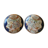 Pair of dishes in Satsuma Kyoto Kinkozan faience late nineteenth