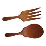 Vintage exotic wood salad servers