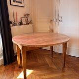 Table à manger ronde pliante en bois massif