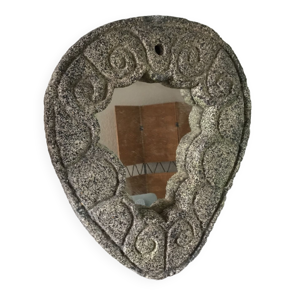 Miroir céramique brutaliste année 50 vintage