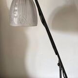 Lampe excentrée moderniste / art déco fer forgé tulipe signée sonover