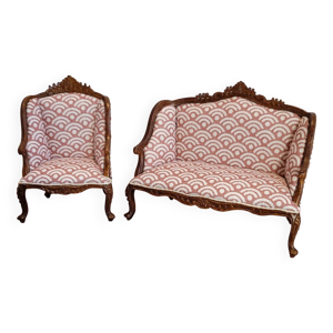 Canapé Miniature 2 Places Pour Maison De Poupée échelle 1:12 - En Bois Et Tissu, Avec Coussins, Décor Salon Jouet