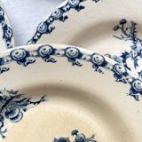 10 mismatched vintage soup plates in blue, green, and red ironstone