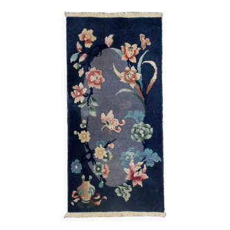 Handmade antique Art Deco Chinese rug 2' x 3.10' (61cm x 120cm) 1920s - 1B530