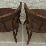 4 solid wood western-style "smoker's chairs" made of oak