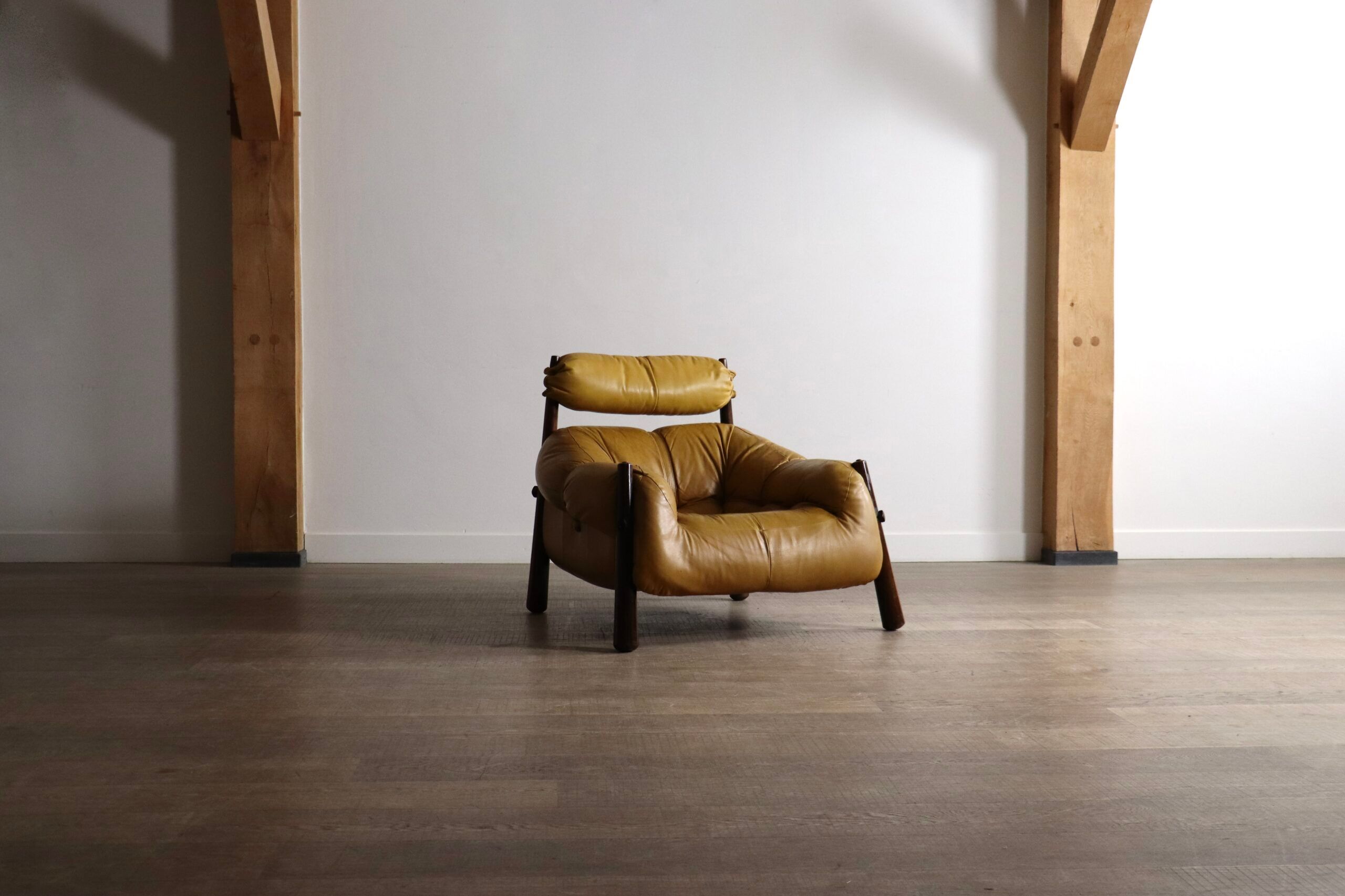Percival Lafer MP-81 lounge chair in yellow leather, Brazil 1970s