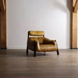 Percival Lafer MP-81 lounge chair in yellow leather, Brazil 1970s