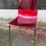 Pair of Foschia Plexiglas red designer chairs