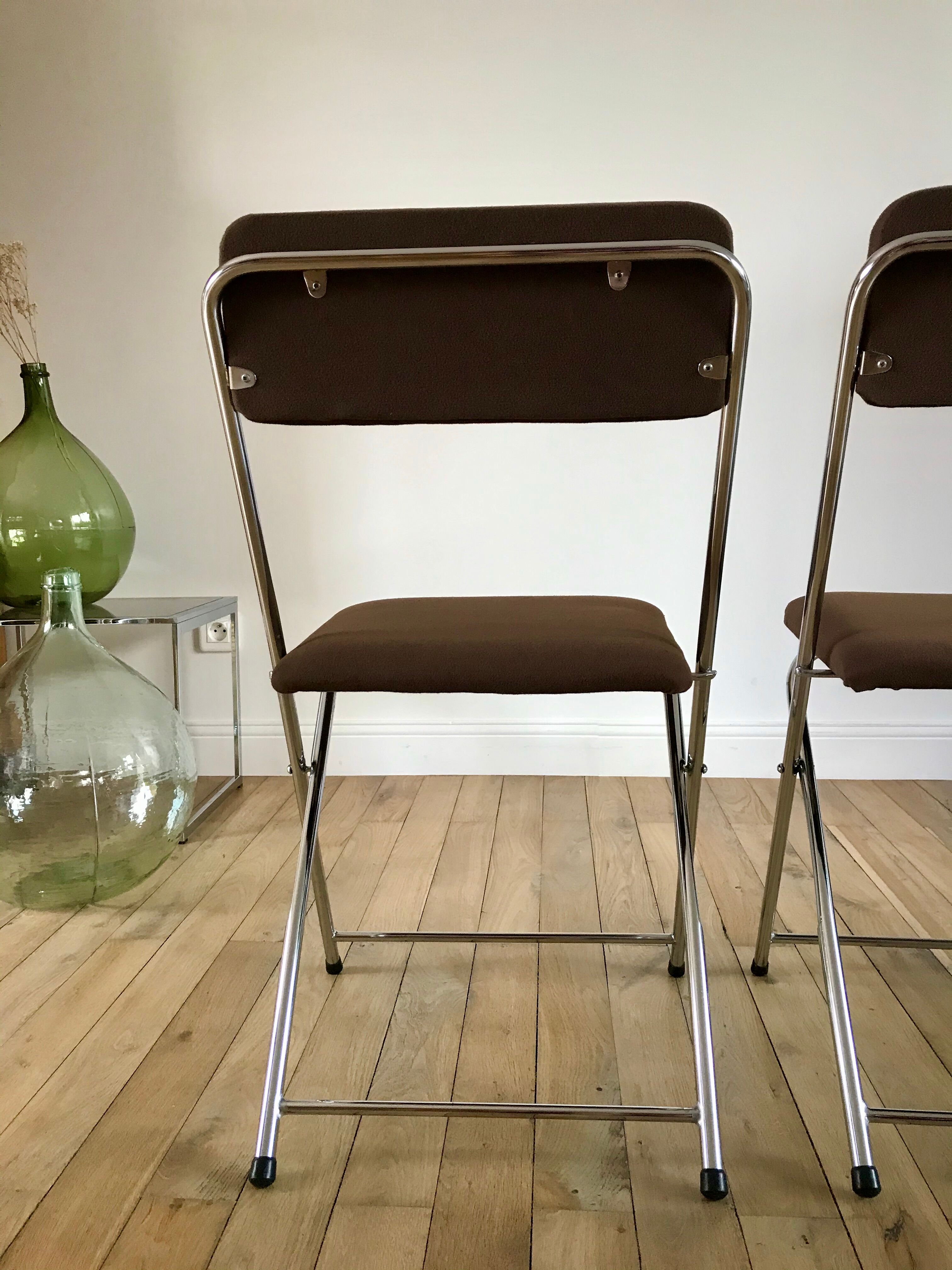 Pair of folding chairs eyrel made in france 1970s