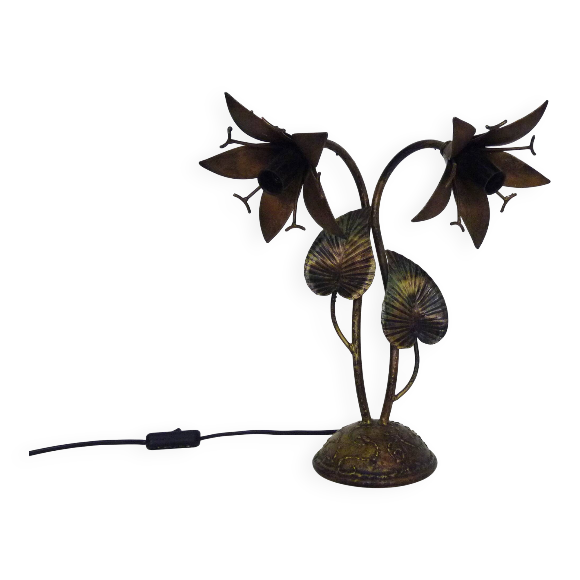 Magnificent floral and foliage lamp, Art Deco style, 1980s