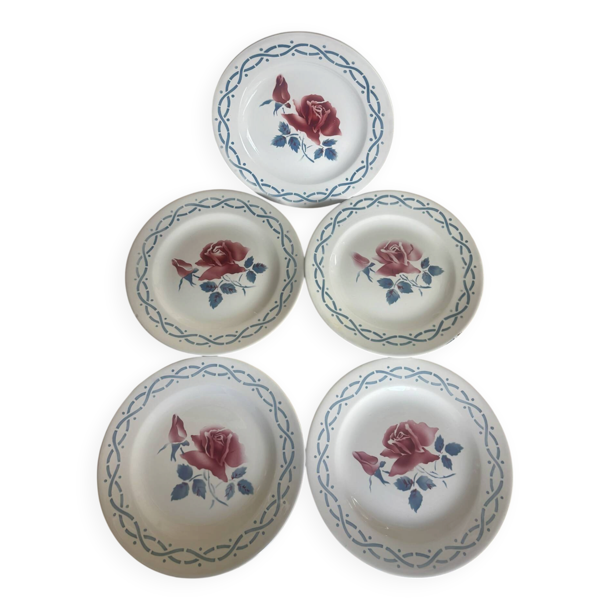 Set of 5 dessert plates earthenware Digoin Sarreguemines Janine