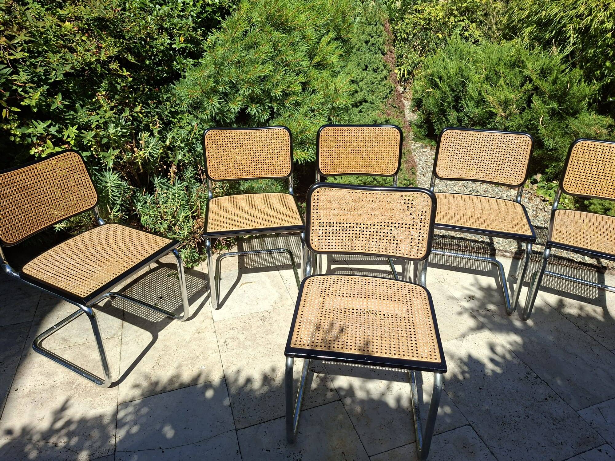 Set of 6 black Marcel Bauer B32 style chairs
