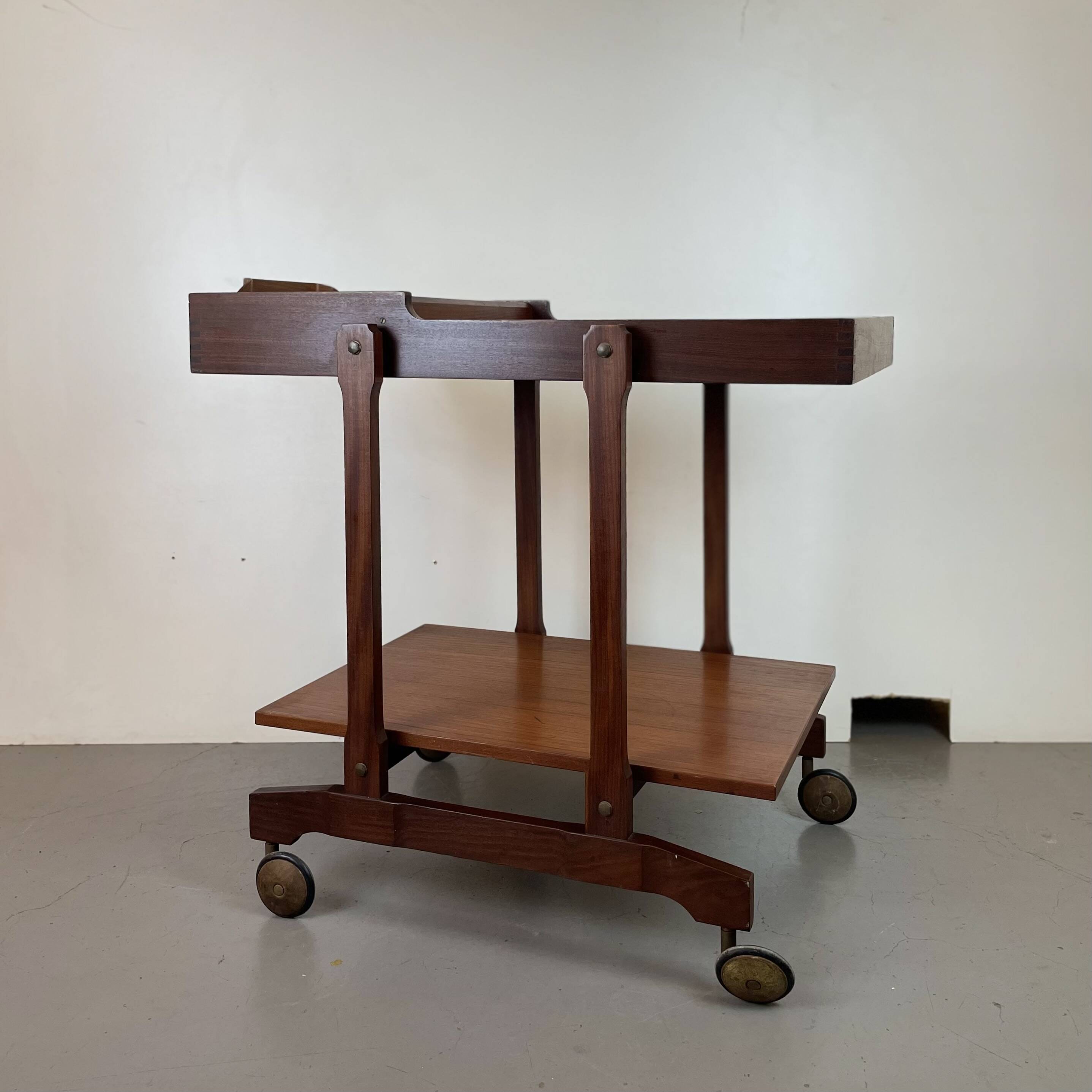Mid-Century Italian Wooden Bar Trolley, 1960s