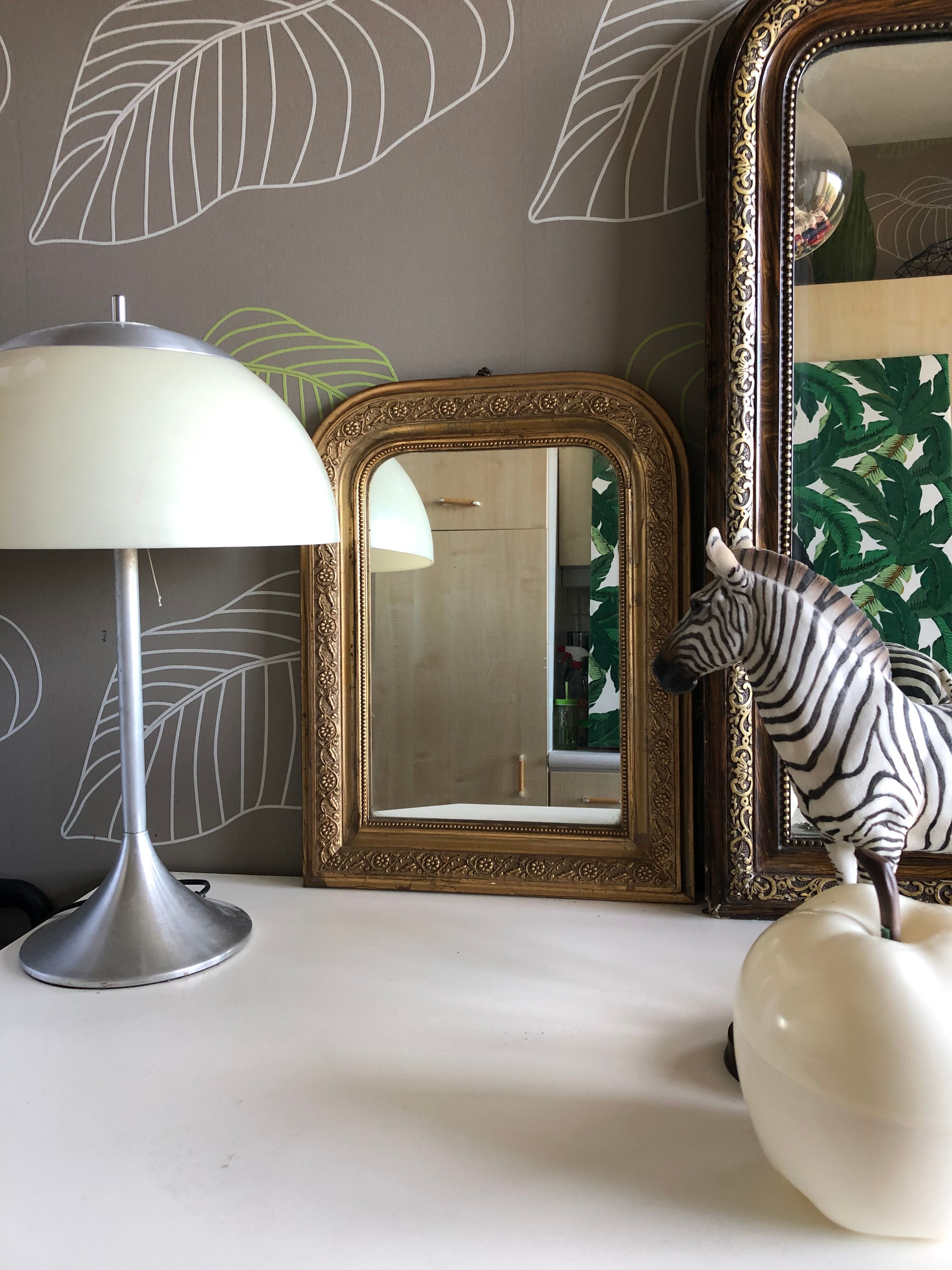 Philippe Louis mirror in gilded stucco