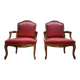 Paire de fauteuils cabriolets de style Louis XVI soie Rouge