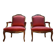 Paire de fauteuils cabriolets de style Louis XVI soie Rouge