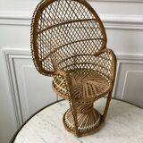 doll's armchair in wicker and rattan, Emmanuelle type, 1960s