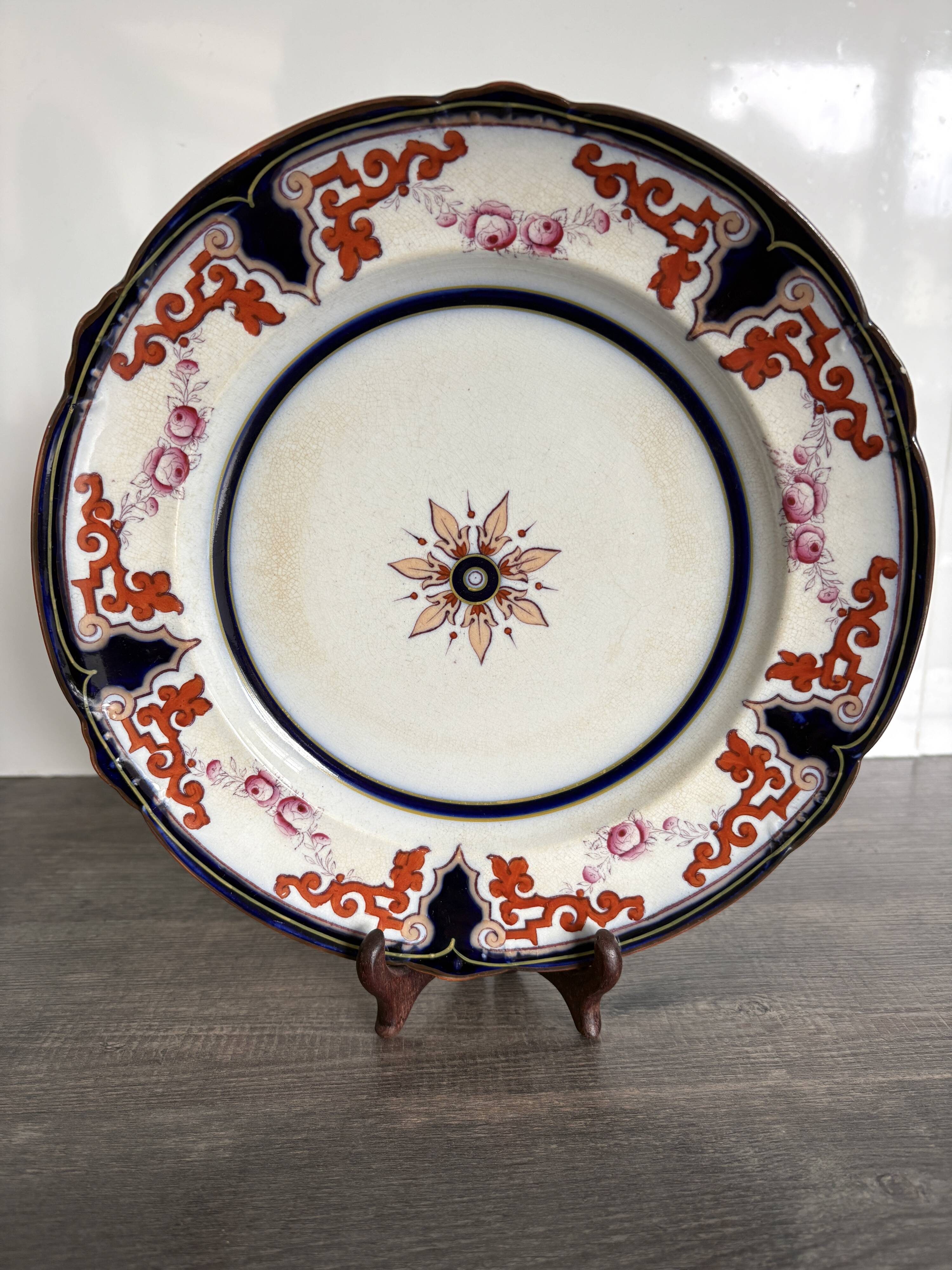 Antique plate in earthenware - English Imari style