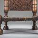 Early 20th century handmade low cedar chair, Nuristan, 1890s