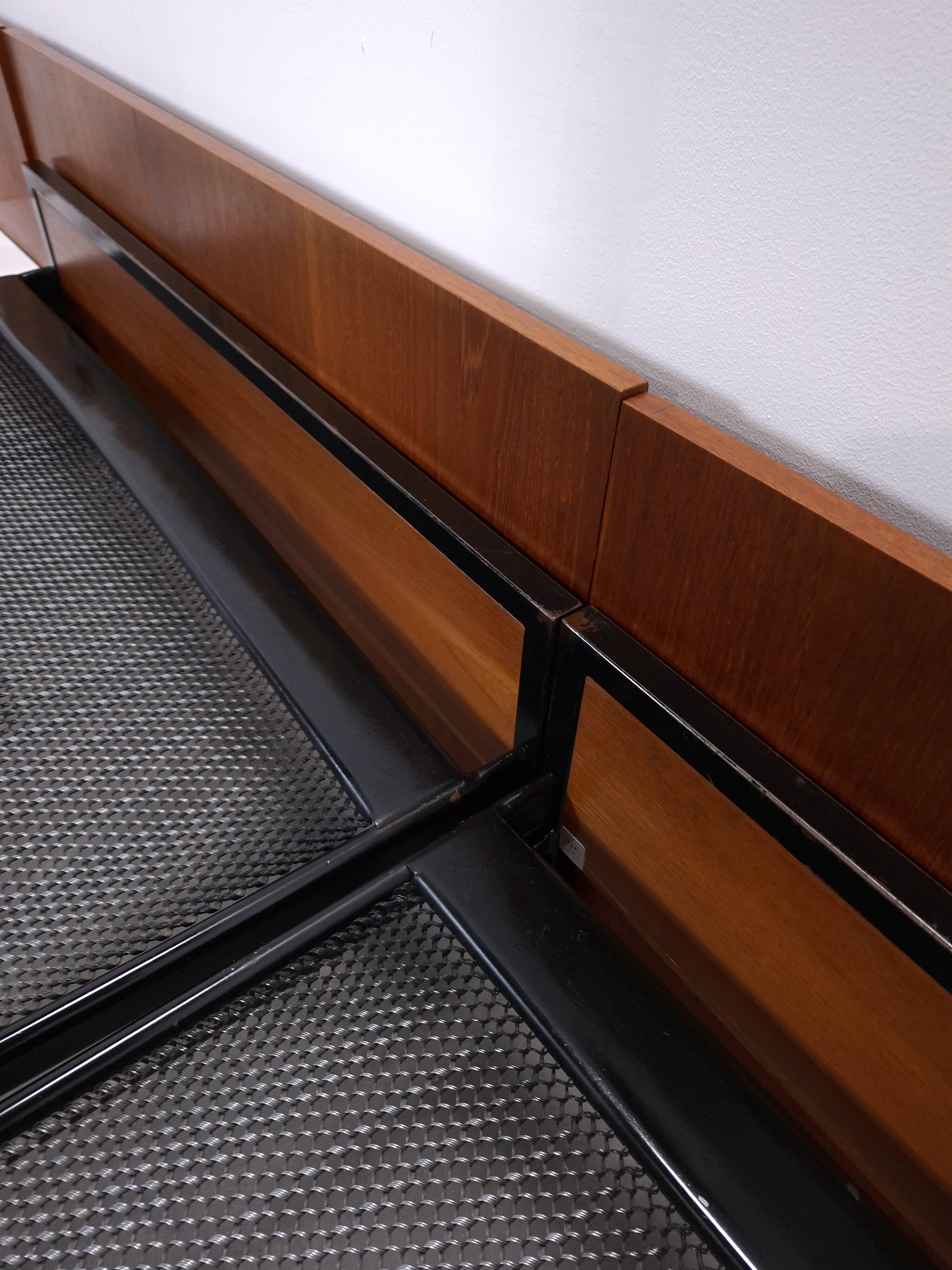 Two-person bed Japanese series Cees Braakman Pastoe and Auping with bedside table.