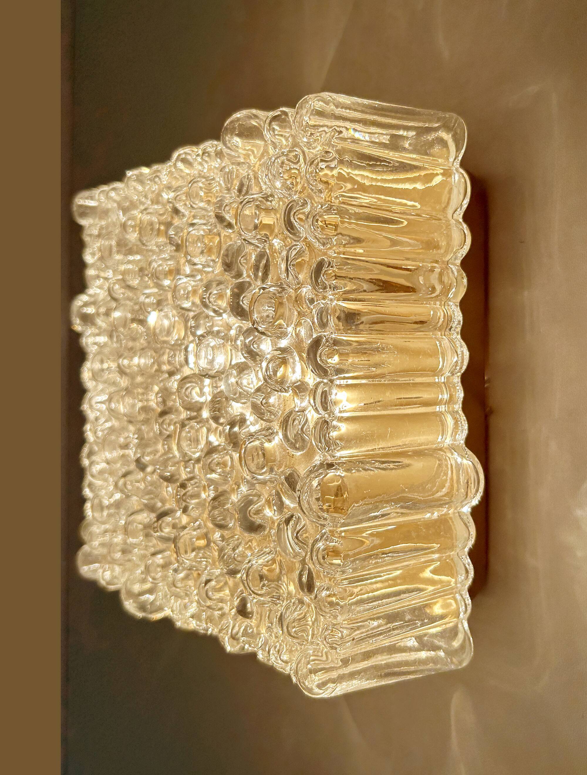 Pair vintage wall lights, bubble glass, 60s