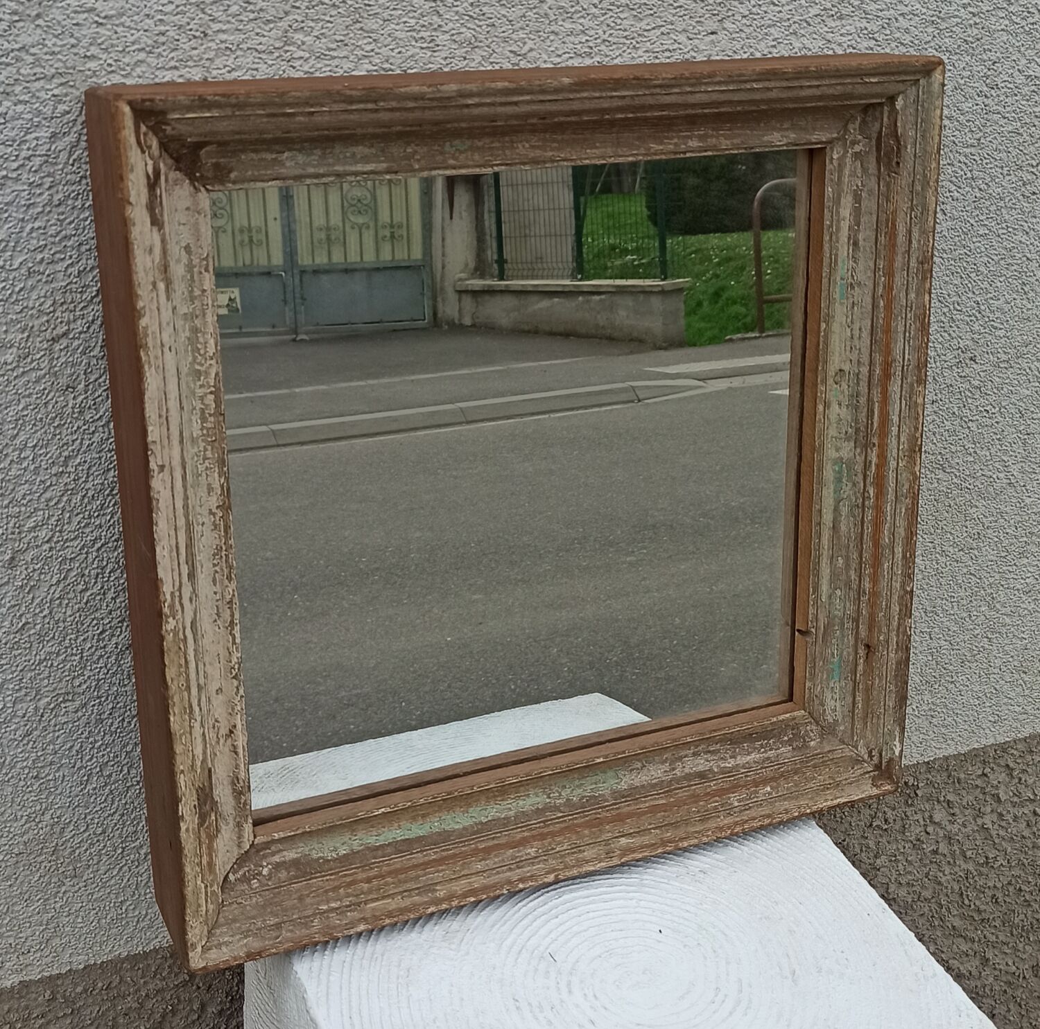 Square wooden mirror