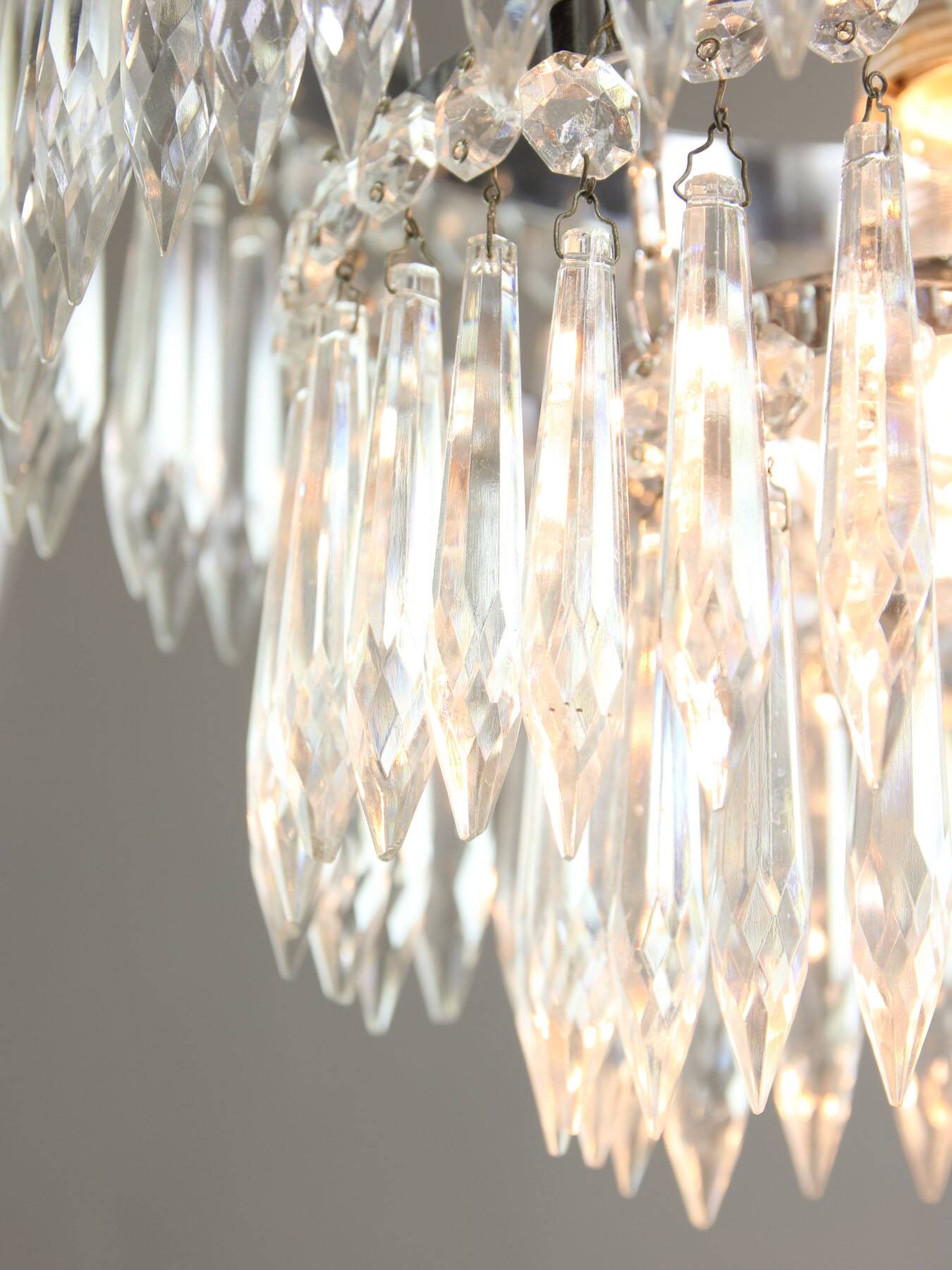 Vintage Italian Crystal & Chrome Chandelier, 1970s