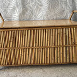 Vintage rattan bench chest