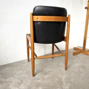 Scandinavian chair in beech and black faux leather, 1960s