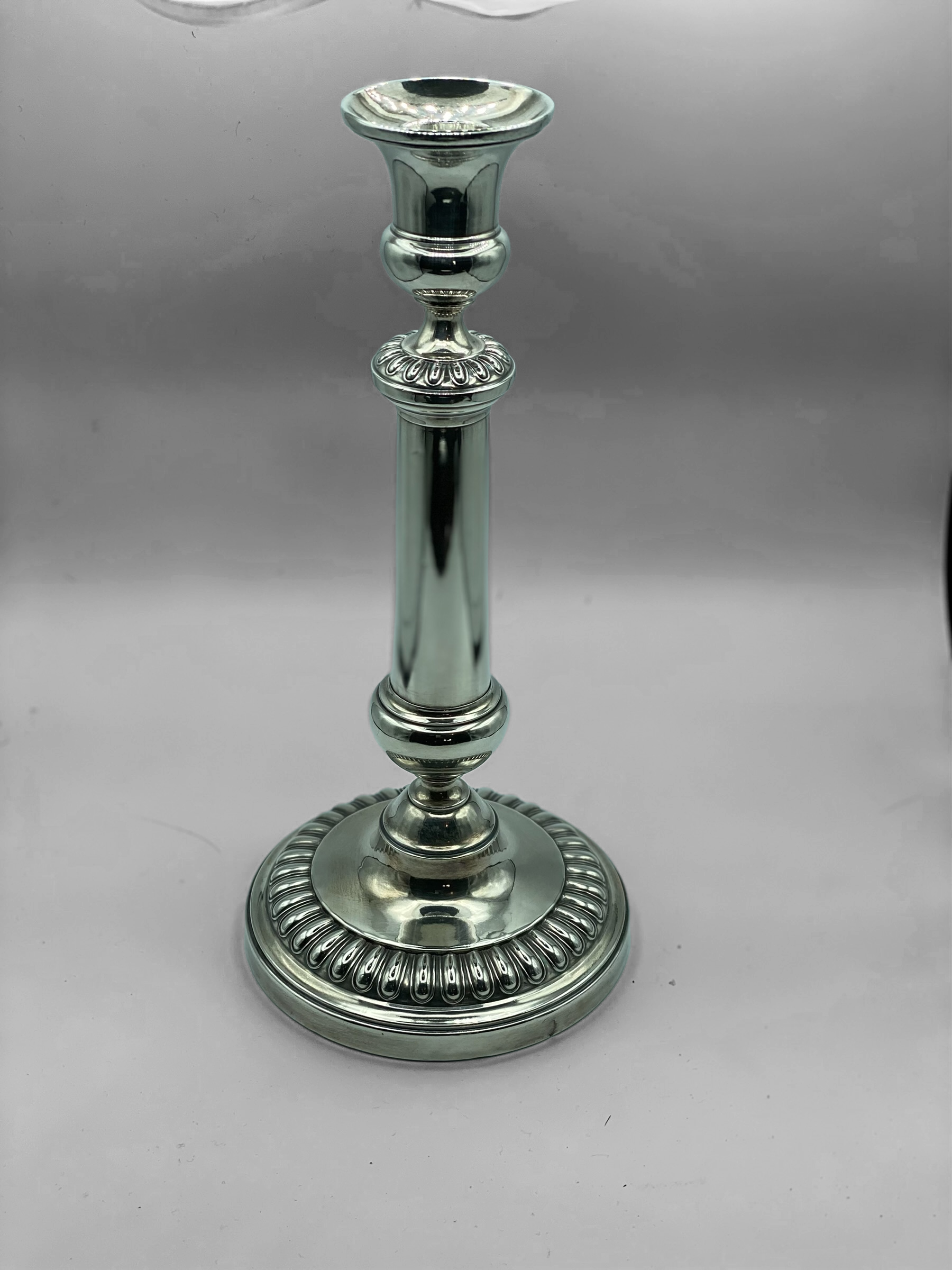 Silver metal candle holder