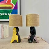 Pair of "Fifties" ceramic bedside lamps, 1950