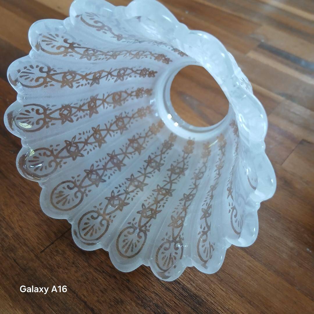 4 antique acid-etched glass tulips