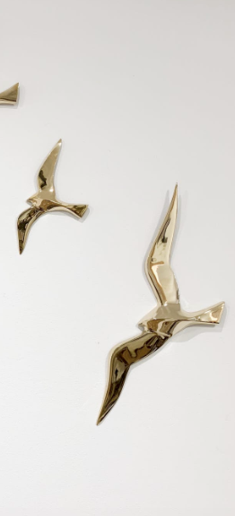 Soaring 6 golden brass swallows